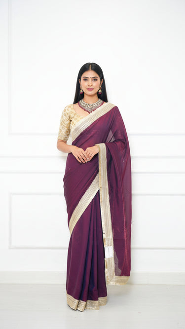 Fendi Plain Saree with Zari Border