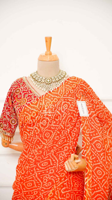 Chiffon Saree with Chunari Print