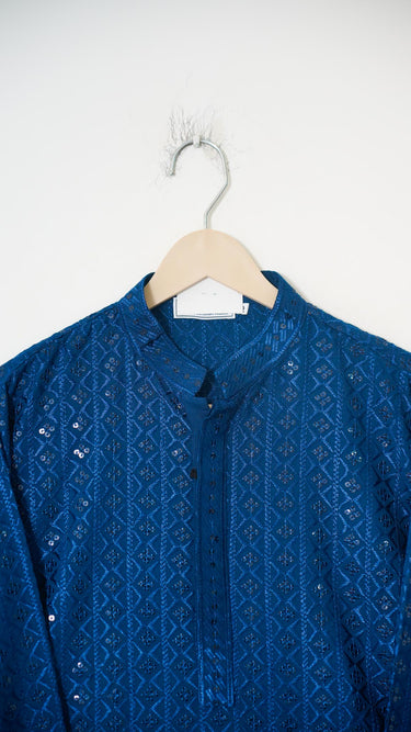 Mens Rayon Kurta with Chikankari and Sequinwork