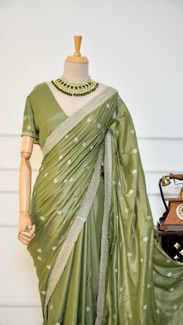 Vichitra Zari and Swarovski Saree Riva