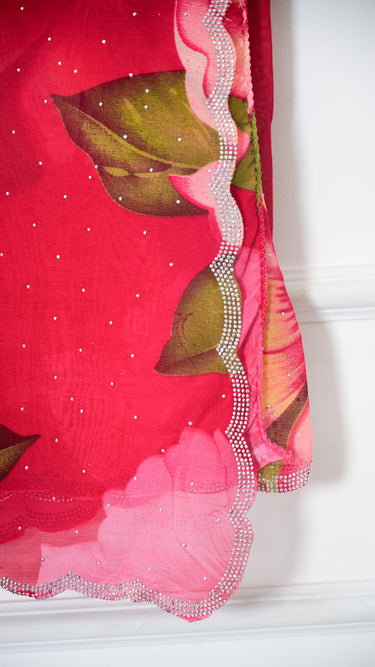 Georgette Swarovski Saree with Floral Pattern