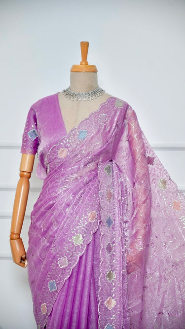 Pastel Gold Crush Saree with Swarovski and Sequin