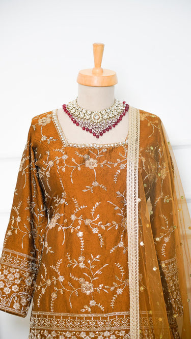 Handembroidered Silk Crush Garara Suit