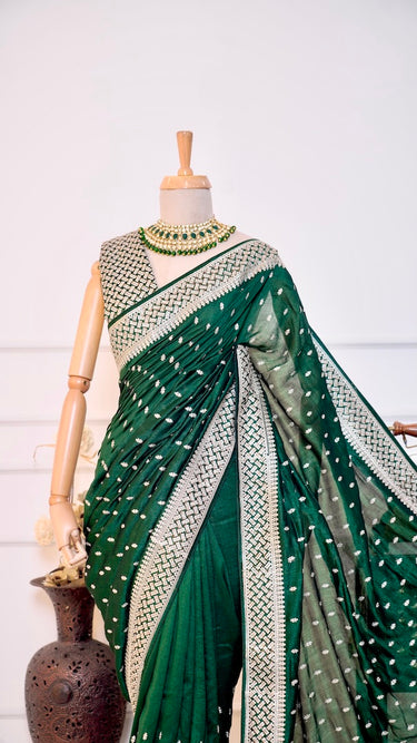 Vichitra Silk Saree with Butti Swarovski