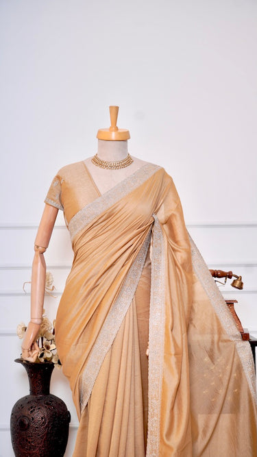 Vichitra Silk Saree in Gold