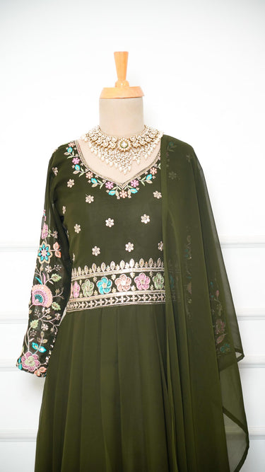 Multithread Embroidered Butti Anarkali in Georgette