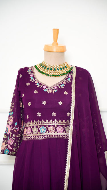Multithread Embroidered Butti Anarkali in Georgette