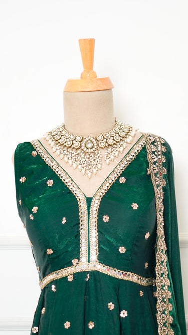 Handwork Fendi Anarkali in Sleeveless