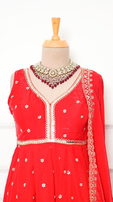 Handwork Fendi Anarkali in Sleeveless