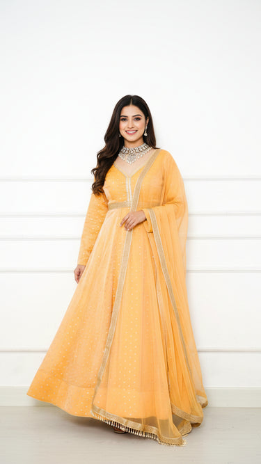 Butti Anarkali in Fendi Silk