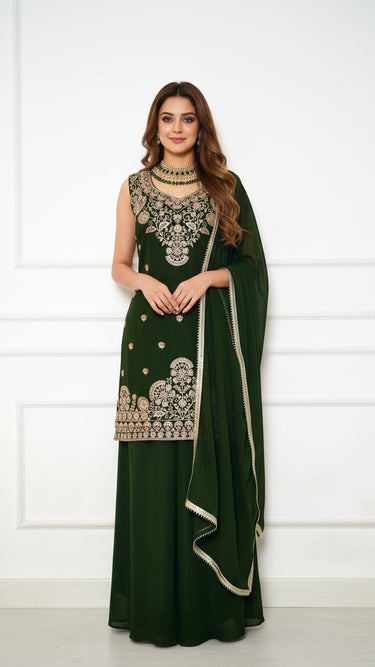 Georgette Kurti Suit with Handembroidered Neckline