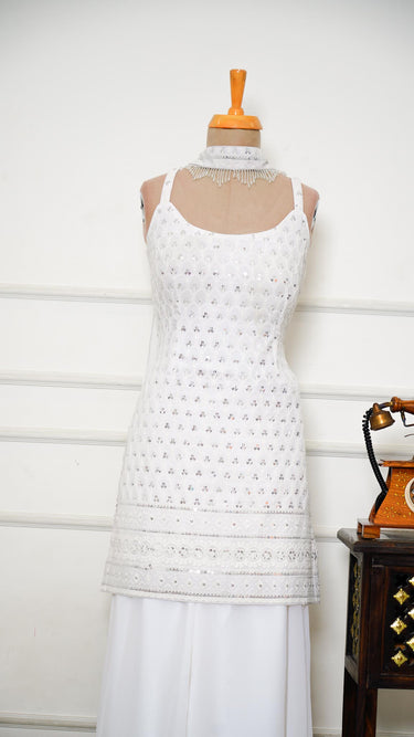 White Georgette Sequinwork Sarara Suit
