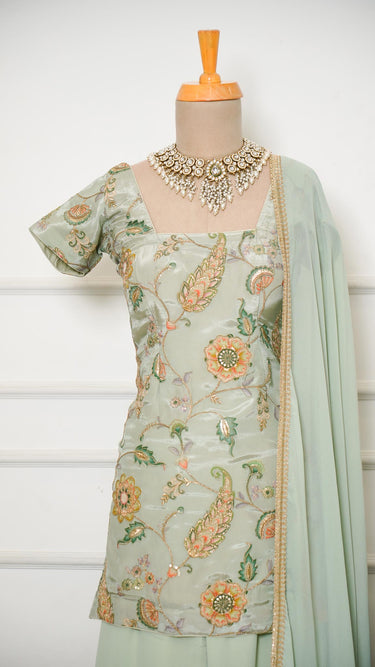 Crepe Floral 90s Kurti with Sarara and Shawl
