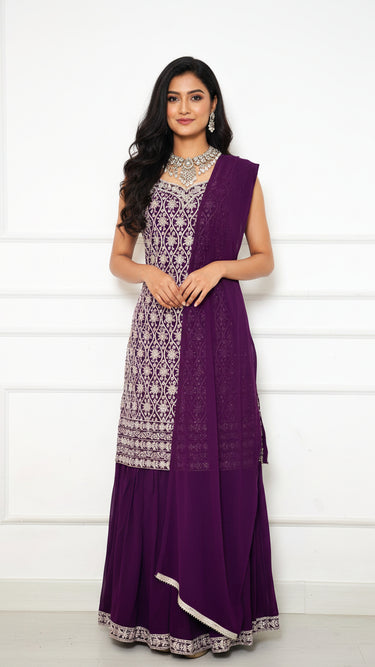 Silver Handembroidered Garara Suit