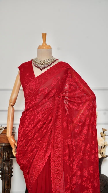 Saree with Chikankari and Swarovski Work