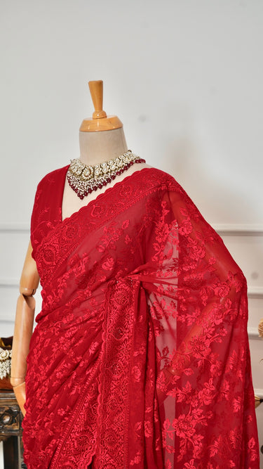 Saree with Chikankari and Swarovski Work