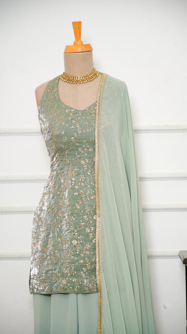Fendi Halterneck 90s Kurti with Sarara and Shawl
