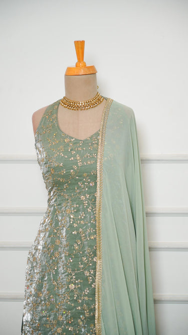 Fendi Halterneck 90s Kurti with Sarara and Shawl