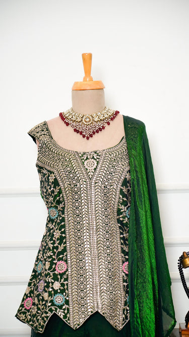 Indowestern Zariembroidered Top with Sarara Tara