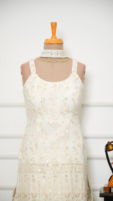 Mirror and Thread Embroidered Sarara Suit