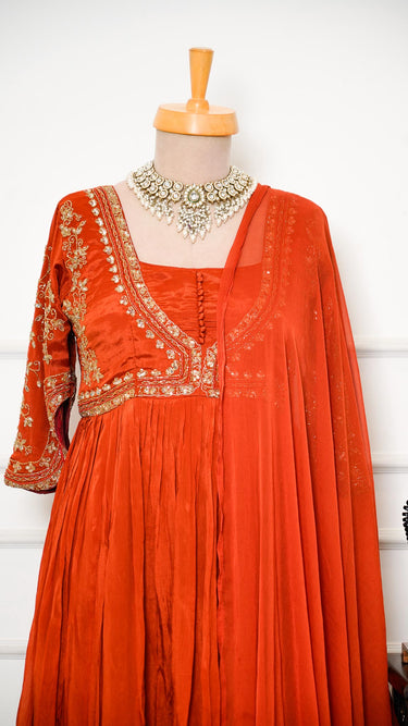 Handembroidered Anarkali Suit with Buttons