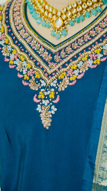 V Neck Kurti Suit with Hand Embroidery