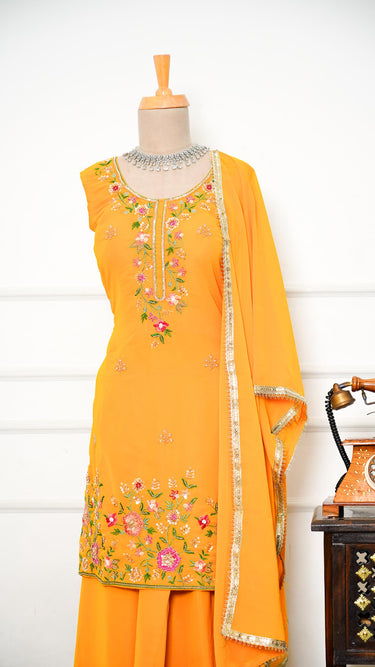 Georgette Multiresham Handwork Kurta with Sarara
