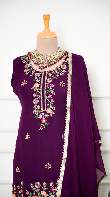 Georgette Multiresham Handwork Kurta with Sarara