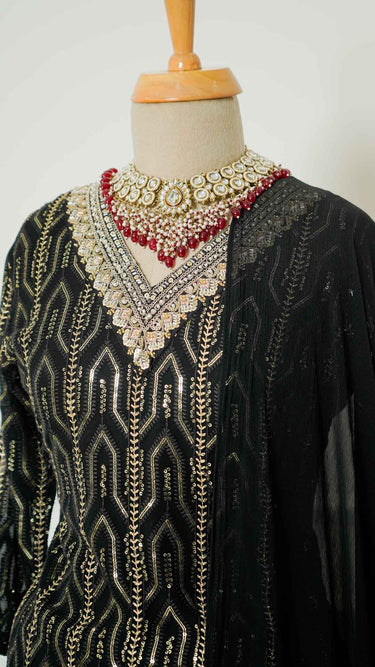 Black Kurti Suit with Hand Embroidery