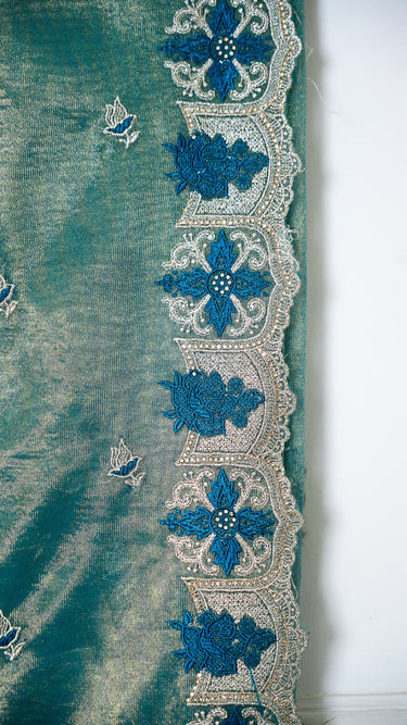 Tissue Contrast Threadwork Saree