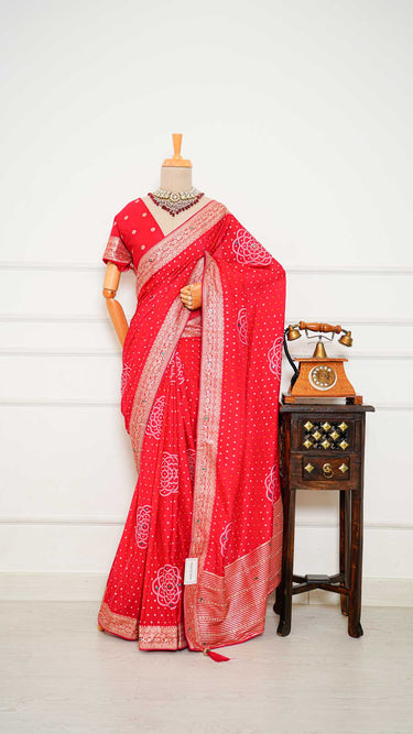 Dola Silk Saree with Foil Chunari Printwork