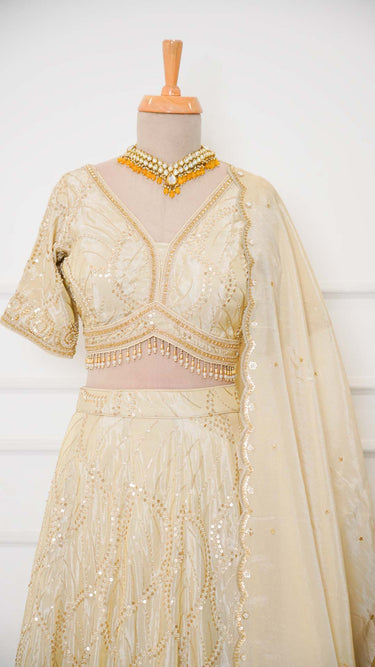 Spiral Cosmos Hand Embroidered Lehenga