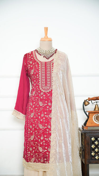 Chikankari Jaalwork Stonework Fendi Suit
