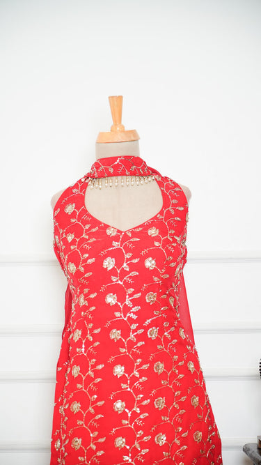 Fendi Halterneck 90s Kurti with Sarara and Shawl