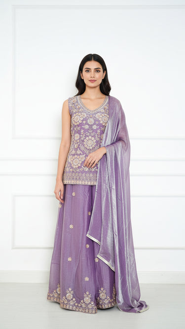 Handembroidered Fendi Silk Sarara Suit Tara