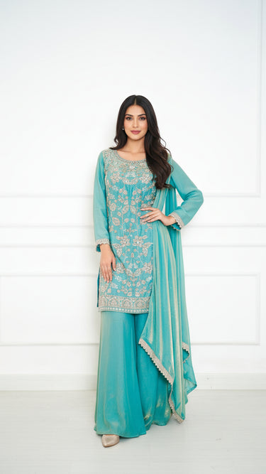 Pastel Handembroidered Sarara Suit Mridu