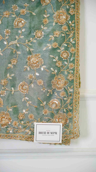 Panache Hand Embroidered Fendi Saree with Stitched Blouse
