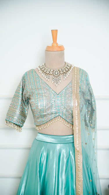 Silk Lehenga Set with Zari work