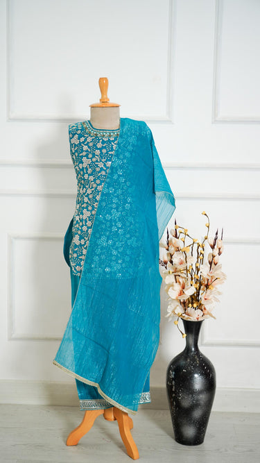 Floral Sequin Threadwork Kurti Suit