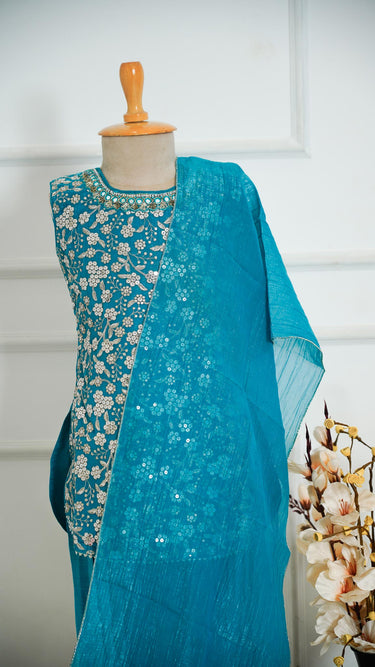 Floral Sequin Threadwork Kurti Suit