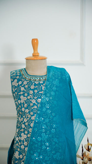 Floral Sequin Threadwork Kurti Suit