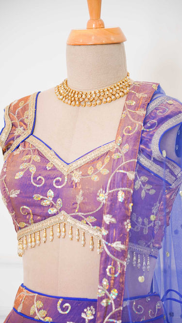 Faded Purple Jaal Fendi Lehenga Set