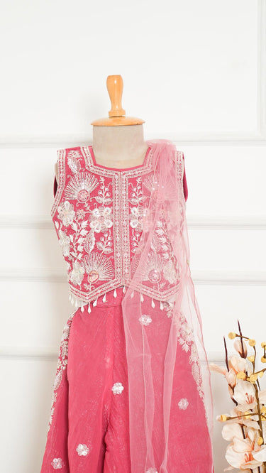 Girls Floral Sequin Indowestern Sarara Suit