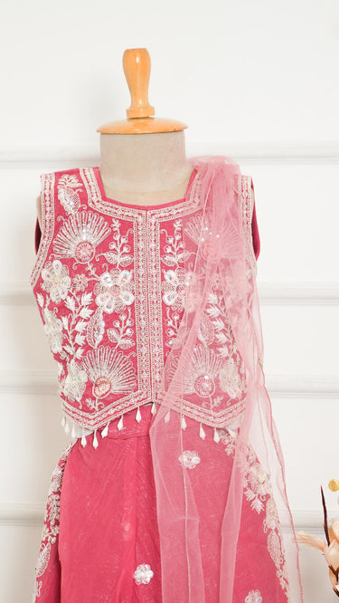 Girls Floral Sequin Indowestern Sarara Suit