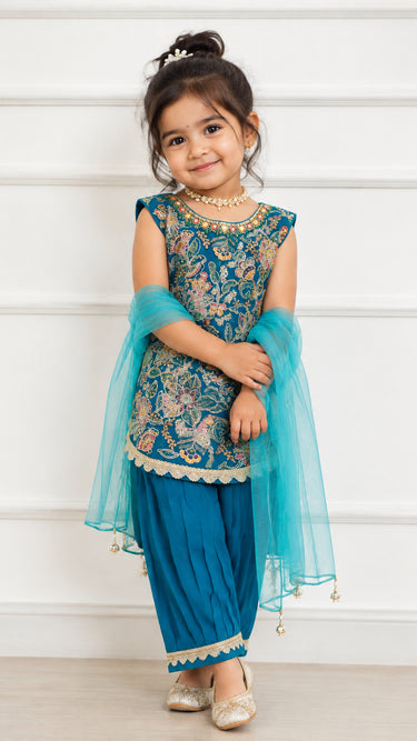 Position Print Floral Girls Kurti with Patiala Pant