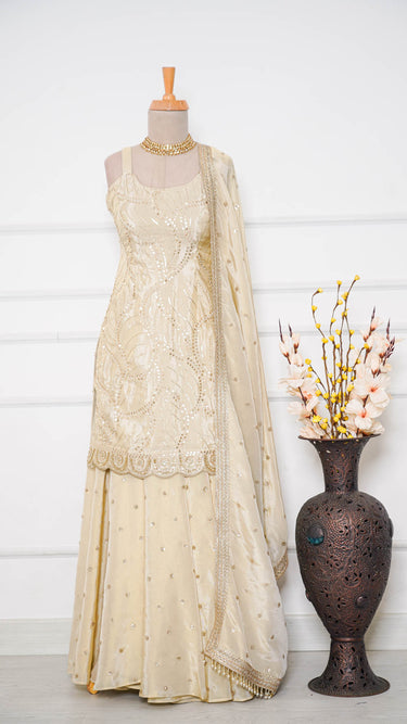 Sleeveless Gold Cosmos Sarara Suit with Shawl