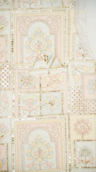 Pastel Nude Arch Embroidered Mens Nehru Jacket