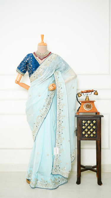 Fendi Silk Saree with Contrast Stitched Blouse Riba