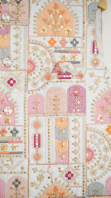 Pastel Arch Embroidered Mens Nehru Jacket