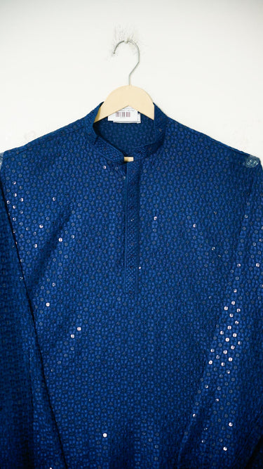 Mens Geometric Rayon Kurta in Teal